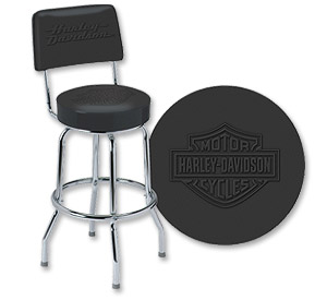 Photo of Harley-Davidson Embossed Bar & Shield Bar Stool with Backrest