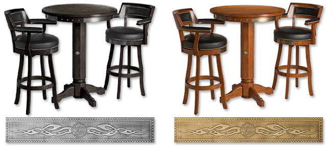 Photo of Harley-Davidson Bar & Shield Flames Pub Table & Backrest Stool Set