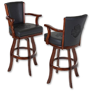 Photo of Harley-Davidson Bar & Shield Wood Bar Stool with Backrest