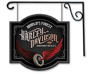 Photo of Harley-Davidson Winged Wheel 2-Sided Pub Sign