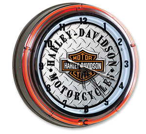 Photo of Harley-Davidson Bar & Shield Diamond Plate Double Neon Clock