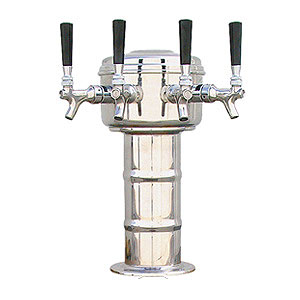 Photo of Chrome 4 Faucet Mini-Mushroom Draft Beer Tower - 4 Inch Column