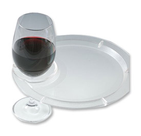 Photo of Round Party Plate With Built-in Stemware Holder