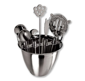 View Larger Image of Oggi 7 PC Stainless Steel Bar Set w/Stand and Ice Bucket