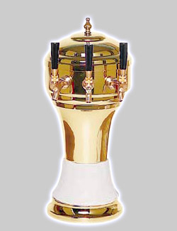 Photo of CT901-3BR Zeus Ceramic 3-Faucet Draft Beer Tower - White w/ Brass Finish
