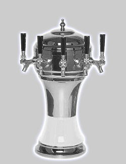 Photo of CT901-5CH Zeus Ceramic 5-Faucet Draft Beer Tower - White w/ Chrome Finish