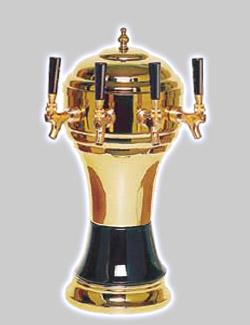 Photo of CT902-4BR Zeus Ceramic 4-Faucet Draft Beer Tower - Black w/ Brass Finish