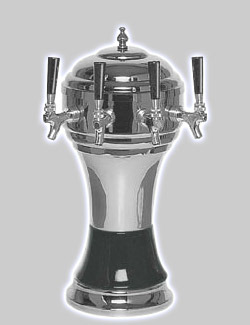 Photo of CT902-4CH Zeus Ceramic 4-Faucet Draft Beer Tower - Black w/ Chrome Finish