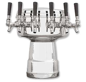 Photo of Polished Chrome 6-Faucet Mushroom Draft Beer Tower