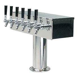 Photo of Polished Stainless Steel 3 Inch Column Four Faucet Air Cooled T Style  Draft Beer Tower 