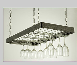Photo of Rogar 8101 Hanging Wine Glass Rack - Hammered Steel