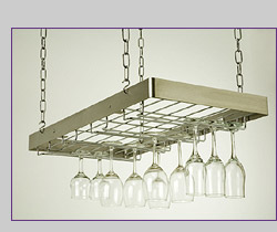 View Larger Image of Rogar 8108 Hanging Wine Glass Rack - Bright Chrome Finish