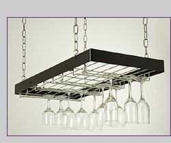 View Larger Image of Rogar 8115 Hanging Wine Glass Rack - Black Finish