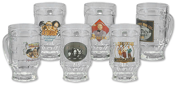The Three Stooges Glass Beer Mugs