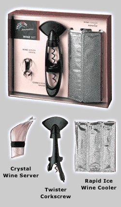 Photo of Vacu Vin Twister Wine Gift Set (Rapid Ice Silver, Twister, Crystal Pourer)