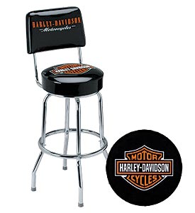 Photo of Harley-Davidson Bar & Shield Bar Stool with Backrest and Back Graphic