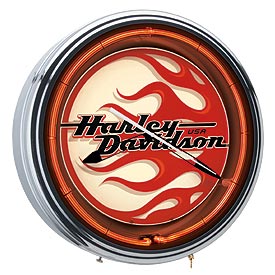 Photo of Harley-Davidson 20� Crescent Flames Chrome Neon Clock
