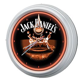 Photo of Jack Daniel's 15� Whiskey Drop Neon Clock with Brushed Aluminum Housing