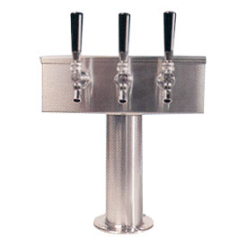 Photo of Polished Stainless Steel 3 Inch Column Triple Faucet Air Cooled T Style  Draft Beer Tower 