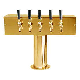 Photo of Polished PVD Brass Five Faucet Air Cooled 4 Column T Style Draft Beer Tower 