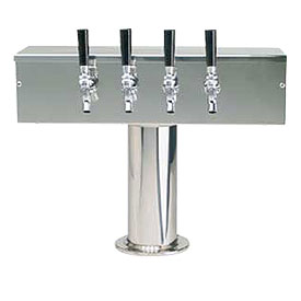 Photo of Polished Stainless Steel 3 Inch Column Four Faucet Air Cooled T Style  Draft Beer Tower 