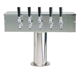 Photo of Polished Stainless Steel Five Faucet Air Cooled 4 Column T Style Draft Beer Tower 