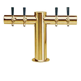 Photo of Metro Style PVD Brass 4 Faucet 4-Inch Column T-Style Draft Beer Tower 