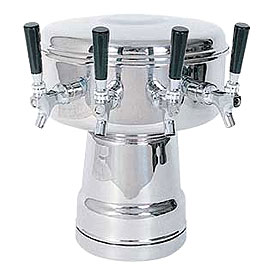 Photo of Polished Stainless Steel Four Faucet 7 1/2 Inch  Column Mushroom Draft Beer Tower 