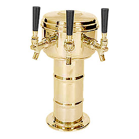 Photo of Brass Three Faucet 4-Inch Column Mini-Mushroom Draft Beer Tower 