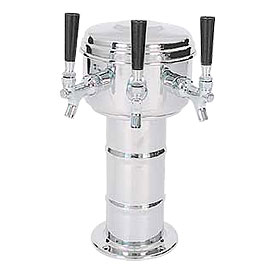 Photo of Polished Chrome Three Faucet 4-Inch Column Mini-Mushroom Draft Beer Tower 