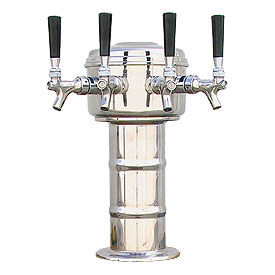 Photo of Polished Chrome Four Faucet 4-Inch Column Mini Mushroom Draft Beer Tower 