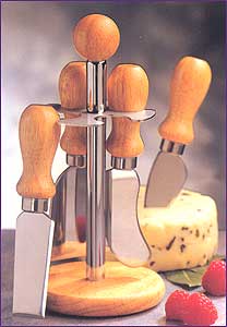 Photo of Beechwood Four Piece Cheese Knife Set with Stand