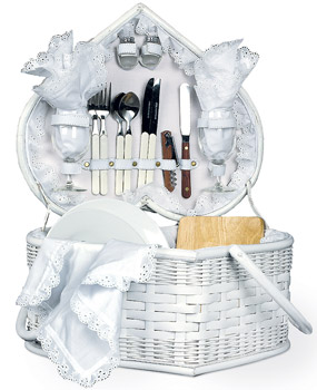 Photo of   Wedding Heart Bamboo & Rattan Picnic Basket for Two