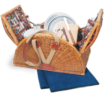 Photo of Sunshine Double Lid Rattan Picnic Basket for Four