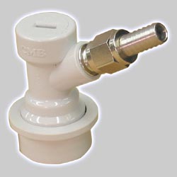 Photo of Ball Lock Home Brew Keg Tap - Gas In with Male Flare Fitting with Hose Barb