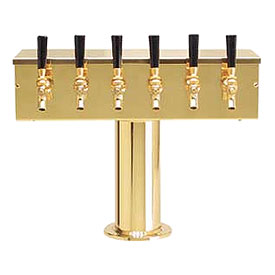 Photo of Polished PVD Brass Five Faucet Air Cooled 4 Column T Style Draft Beer Tower 