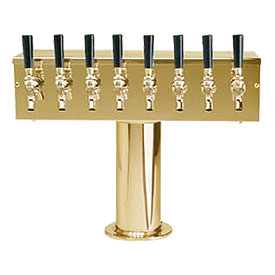Photo of Polished PVD Brass Five Faucet Air Cooled 4 Column T Style Draft Beer Tower 