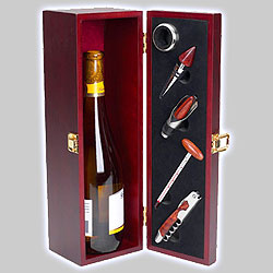 View Larger Image of 5-Piece Wine Tool Set & Display Case - Rosewood Finish