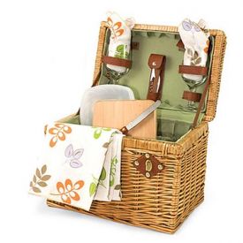 Enlarge Napa Botanica Picnic Basket - Hunter Green Lining w/ Purple Grape Linens