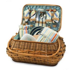 Enlarge Aviva St. Tropez Rattan & Bamboo Picnic Basket with Service for 4