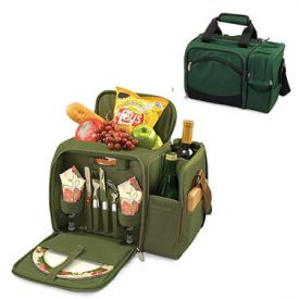 Enlarge Malibu Tote Cooler for Two - Hunter Green / Purple Grape Linens