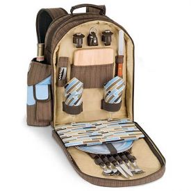Enlarge Picnic Time Avalon Deluxe Driftwood Picnic Backpack w/Sunshine Blanket Tote