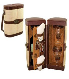 Enlarge Aruba Single Bottle Woven Straw Leatherette Wine Case