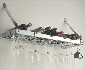 Enlarge Rogar 8205 Wall Mounted Single-Tier Wine Glass & Bottle Rack - Bright Chrome