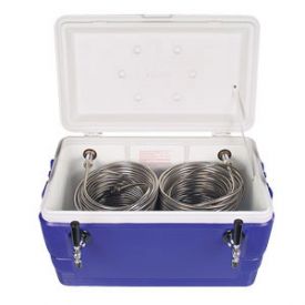 Enlarge Double Faucet Jockey Box - 48 Qt., Two 120' SS Coils - Blue