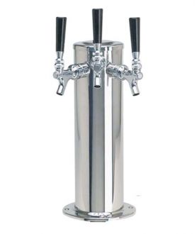 Enlarge DS-143-PSSKR Polished Stainless Steel Glycol Cooled Triple Faucet Draft Beer Tower - 4 Inch Column