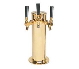 Enlarge DS-243-PVD Polished PVD Brass Triple Faucet Draft Beer Tower - 4 Inch Column
