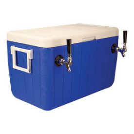 Enlarge Double Faucet Jockey Box - 48 Qt. Cold Plate Cooler - Blue