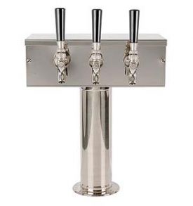 Enlarge D7743PSS Stainless Steel T-Style 3 Faucet Draft Beer Tower - 3 Inch Column