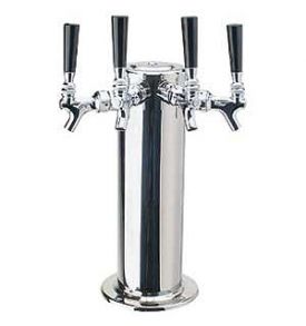 Enlarge DS-144-PSS Polished Stainless Steel 4 Faucet Draft Beer Tower - 4 Inch Column